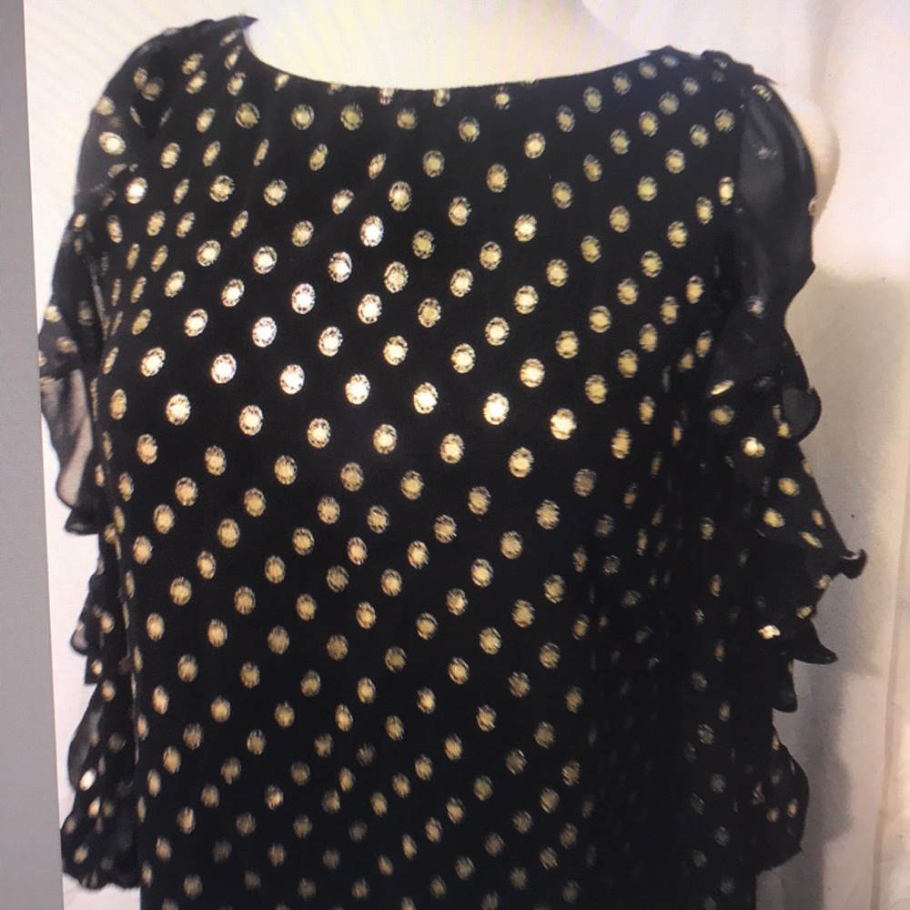 Cold Shoulder Ruffled Sleeve Polka Dot Dress - Picture 4 of 8